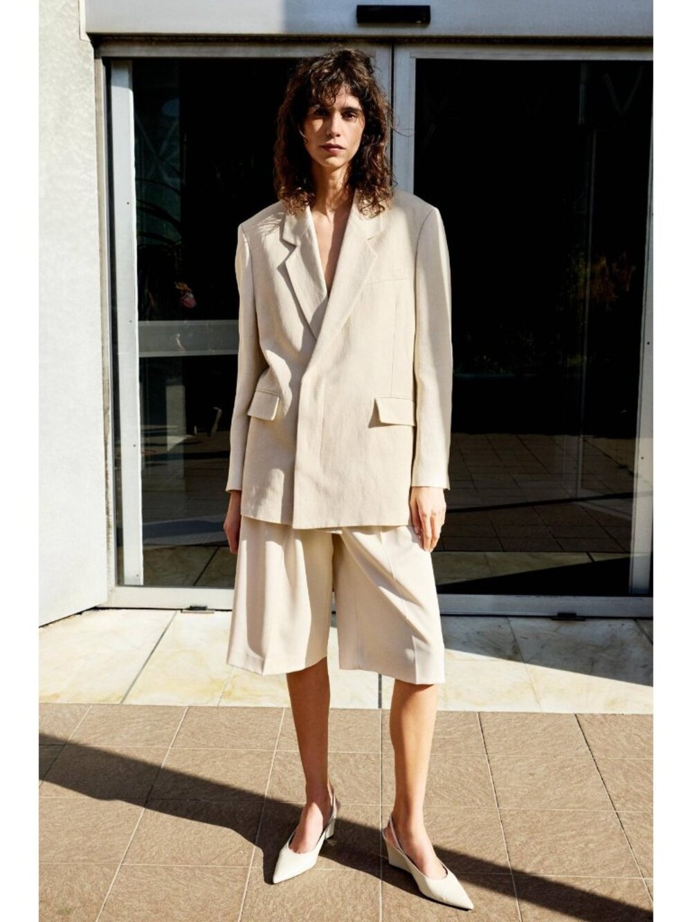 Zara Womens Beige Structured Blazer Jacket tan Size M-L NWD